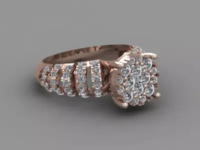 Rose Gold Women Diamond Ring 3D print model 3D print model 38