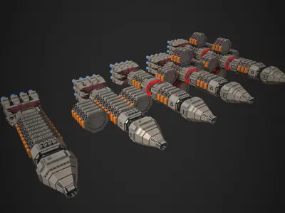 Modular Spaceship One Low-poly 3D model