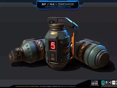 Sci Fi M4 - Grenade Low-poly 3D model