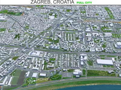 Zagreb City Croatia Low-poly 3D model