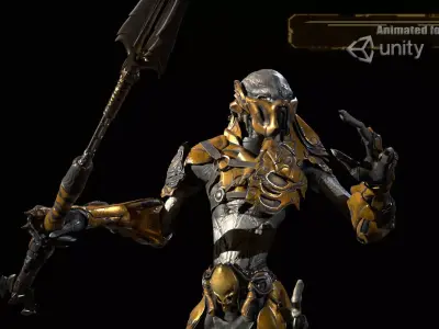 AlienHunter humanoid creature Low-poly 3D model