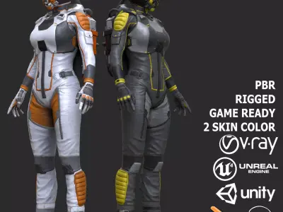 Female Space Suit Low-poly 3D model