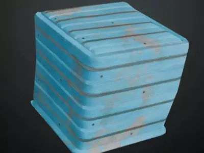 Rusted Blue Painted Corrugated Steel Siding PBR Seamless Texture