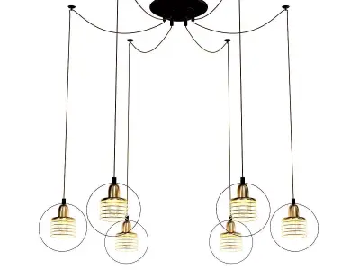 FESTER pendant light with five glass globes hanging from it 3D model