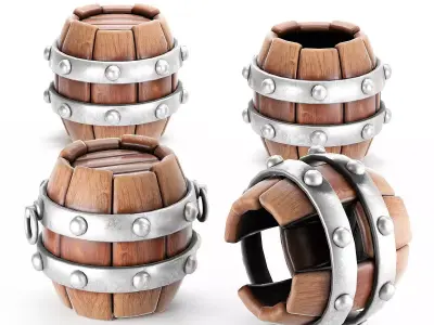 Stylized barrel pack game rady 3d model Low-poly 3D model