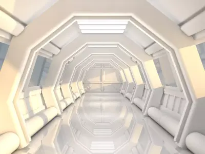 Sci Fi Corridor Low-poly 3D model 16