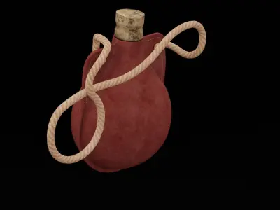 Round Water Bottle Low-poly 3D model