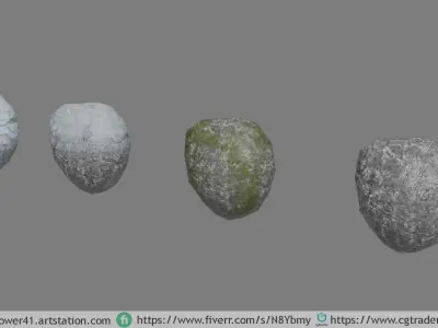 Low-Poly stones for games Low-poly 3D model