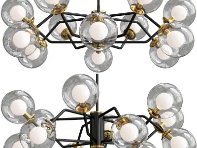 Chandelier Loft Molecule 12 Lamps 3D model
