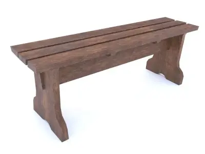 Wooden Bench Low-poly 3D model