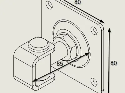 Adjustable hinge with fixing plate M16 3D model
