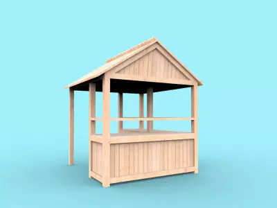Wooden stand shed stall market version 2 3D model