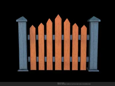 Stylized Wooden Fence - 3D Model - AI Low-poly 3D model