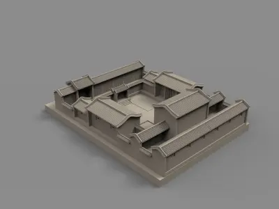 Chinese style building courtyard Free 3D print model