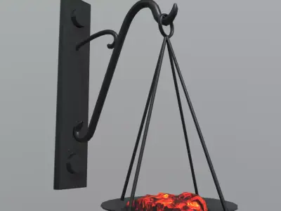 Torch scale hanging on wall Low-poly 3D model