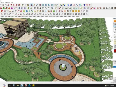 Art deco office building with theme park sketchup model 3D model