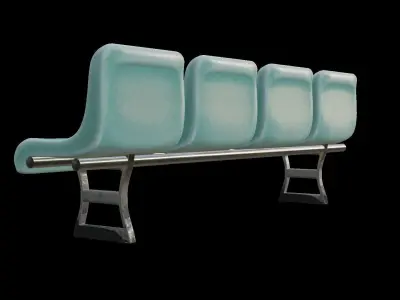 4 Seats Airport Waiting Room Bench Low-poly 3D model