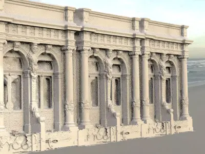 Greek Goddess Statue pillar wall 3D model