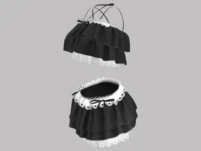 Japanese Lolita Amp Skirt and Top Pink Black Low-poly 3D model
