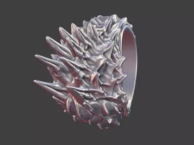 bioorganic dragon scales spikes giger ring  v16 3D print model