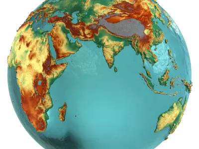 Eeath Water 3D Globe Natural Shaded  Low-poly 3D model