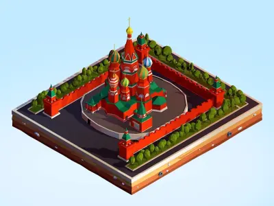 Polygonia World Landmarks Low Poly Bundle Low-poly 3D model