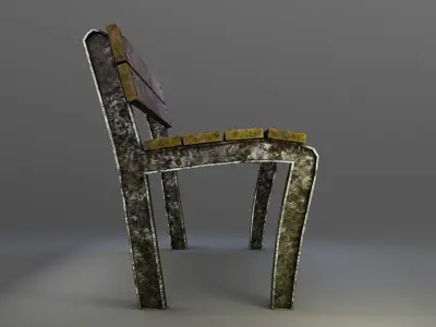 Ancient Japanese Garden Bench with Moss PBR Game Ready Asset Low-poly 3D model