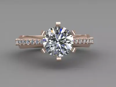 Rose Gold Women Diamond Ring 3D print model 3D print model 59