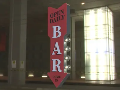 BAR Open Daily sign LED Marquee Low-poly 3D model