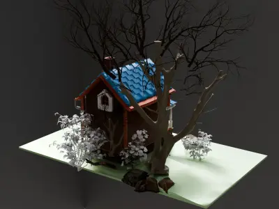 Cartoon House 3D model 6