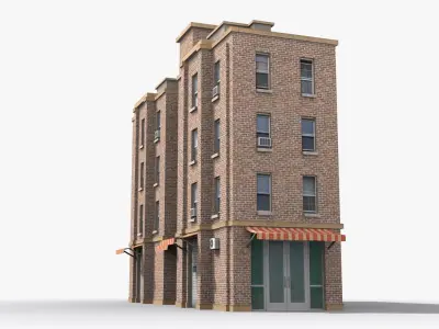 Apartment Building x26 Low-poly 3D model