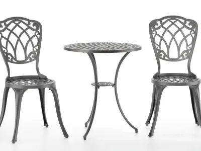 3 Piece Patio Cast Aluminium Bistro Set 3D model
