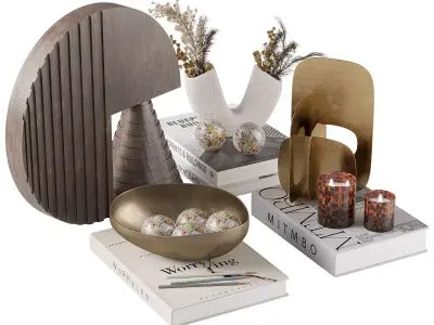 Decorative set with Tortoise Glass Candles 3D model