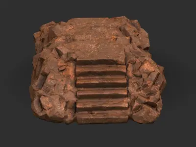 Stairs stone staircase 04 Low-poly 3D model