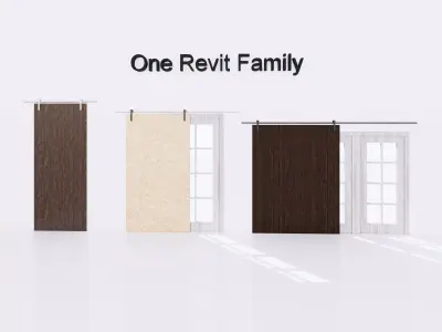 Sliding door interior - Full parametric Revit Family  Free low-poly 3D model