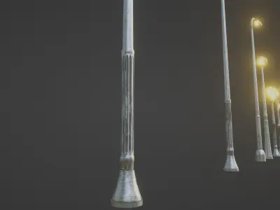 lowpoly street lights Low-poly 3D model