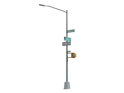  NYC Lamp post Traffic Lights 3D model