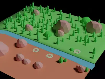 Low Poly 3D World Environment Low-poly 3D model