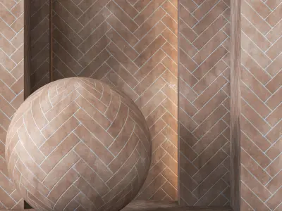 Natural Terracotta Chevron  Texture 4K PBR - 2 Color  Texture