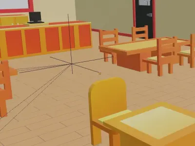 Low Poly Restaurant Low-poly 3D model