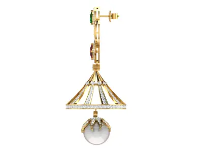 Yellow gold diamond earring-EZ ER-13 3D print model