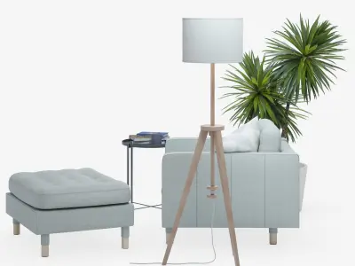 IKEA set with LANDSKRONA armchair and ottoman GLADOM coffe table 3D model