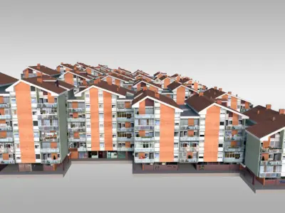 Suburban Condos 4 Low-poly 3D model