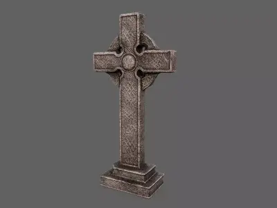 Old celtic cross gravestone 3D model