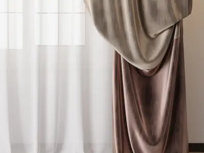 Classic curtains 05 Low-poly 3D model