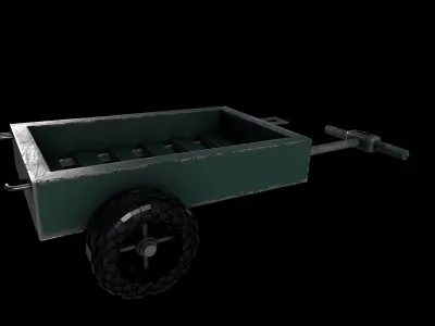 1WW2Trailer Empty PBR Low-poly 3D model Low-poly 3D model