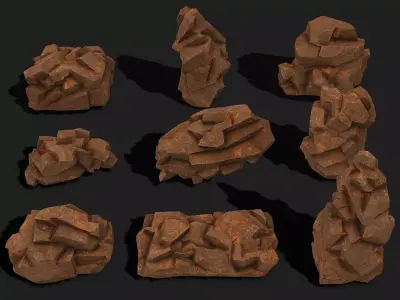 Mountain desert Rocks - PBR Pack 04 Low-poly 3D model