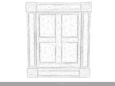 Stylized Old Wooden Window 3D Model - AI Low-poly 3D model