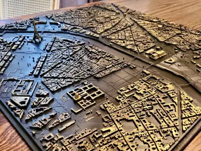 3D Paris Map City Art Landmark Model of Paris Skyline Art 3D print model