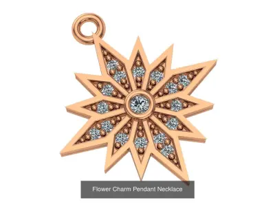 19 Flower Charm Pendant Necklace  3D Model Pack